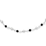 Sterling Silver 18 Inch Polished Onyx Beaded Necklace - 18 Inch