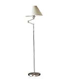 Contemporary Satin Steel Finish Linen Shade Swing Arm Floor Lamp