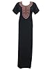 Black Moroccan Caftan Abaya Dress Floral Embroidered Caftan Nighty Lounger Medium