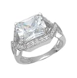 Sterling Silver Engagement Ring with Clear CZ - Size: 6-9