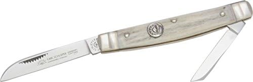 German Eye Two Blade Congress Folding Knife,Sheepsfoot/Coping Blade, Genuine Deer Stag Handle 54DS