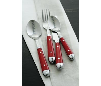 Stainless Steel Retro Red & Gem Style Full Cutlery Set 16 Piece