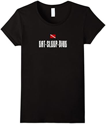 Women's Eat Sleep Dive Scuba Diver Flag Equipment Humor T-shirt Small Black