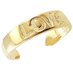14k Yellow Gold New Love Adjustable All Size Toe Ring