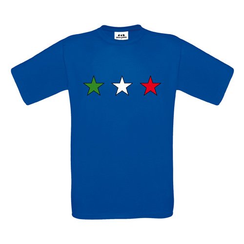 Italia T-Shirt – Drei Sterne groß in Grün-Weiß-Rot – S M L XL XXL XXXL – Textil royalblue / Größe L