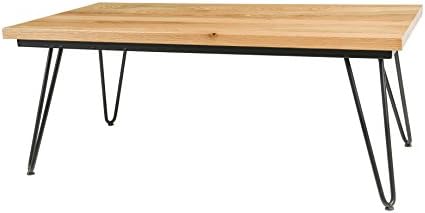 Premium Coffee Table w/ Hairpin Metal Legs, Red Oak Solid Wood Top - Unmatched Quality - Handcrafted in the USA by Amish Artisan Furniture Makers - Lifetime Guarantee, Contemporary, Industrial Modern