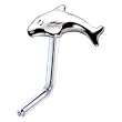 Sterling Silver Swimming Dolphin L-Shaped Nose Ring