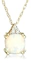 10k Yellow Gold, October Birthstone, Created Opal and Diamond Pendant