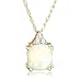 10k Yellow Gold, October Birthstone, Created Opal and Diamond Pendant
