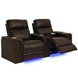 SeatCraft Palomino Powered Theater Seating with Power Recline, Row of 2, Chocolate