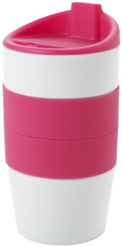 Yedi Houseware Classic Coffee and Tea 11-Ounce Double Silicone Sleeve Travel Mug, Pink