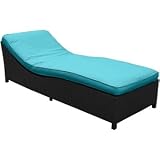 Lexington Modern Surmount Outdoor Chaise Lounge, Espresso and Turquoise Cushions