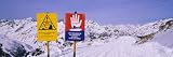Avalanche Warning Signs on a Ski Slope, Rendl, St. Anton, Austria Art Photographic Poster Print by Panoramic Images, 36x12