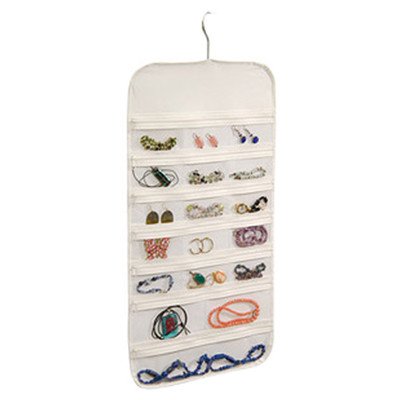 Richards Homewares ORG/Clear Vinyl Hanger Hanging Jewelry Organizer 37 Pockets Bedroom Closet Color: White