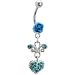 Blue Zircon Rose Heart Dangle Belly Ring