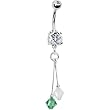 Green White Crystal Sports Team Belly Ring