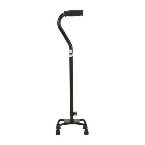 Nova Small Base Quad Cane, Black with Offset Handle