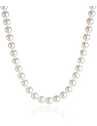 14k Yellow Gold Saltwater Akoya Cultured Pearl AA Grade 7.5-8mm Necklace, 18"