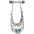 Sterling Silver 925 Eqyptian Aqua Zirconia Cartilage Ear Piercing