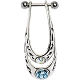 Sterling Silver 925 Eqyptian Aqua Zirconia Cartilage Ear Piercing