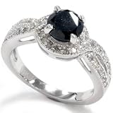 1.35CT AAA Black Diamond Engagement Vintage Antique 14K White Gold Ring Hal 4-9