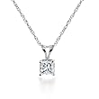 14k White Gold, Princess-Cut, Diamond Classic 4-Prong Pendant (1/10 cttw, J-K Color, I2-I3 Clarity)