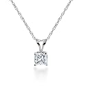 14k White Gold, Princess-Cut, Diamond Classic 4-Prong Pendant (1/10 cttw, J-K Color, I2-I3 Clarity)