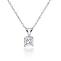 14k White Gold, Princess-Cut, Diamond Classic 4-Prong Solitaire Pendant (1/10 cttw, J-K Color, I2-I3 Clarity), 18"