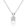 14k White Gold, Princess-Cut, Diamond Classic 4-Prong Solitaire Pendant (1/10 cttw, J-K Color, I2-I3 Clarity)