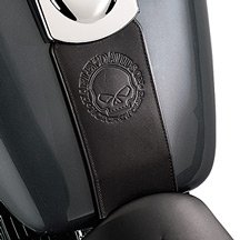Leather Tank Panel with Embossed Skull Logo