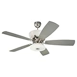 Monte Carlo 5EXR60BSD-L Explorer  DC Ceiling Fan with Limiter, Bulbs and Silver Blades, Brushed Steel