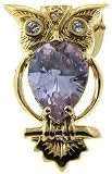 Sterling Silver Lavender Stone Owl Brooch