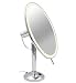 Distortion-free for crip, clear views Pivoting head rotates for ideal viewing Finger toggle adjusts mirror Sturdy, weighted construction Polished chrome finish