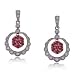14k White Gold Dangle Flower Earrings w Ruby & Diamonds