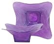 Colorful Recycled Art Glass Small Grape Wing Bowl 7 1/2"D, 2 1/2"H