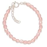 Pink Czech Glass Bead Children's Sterling Silver Bracelet
