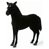 Hansa Ride-On Black Horse Stuffed Plush Animal, Small
