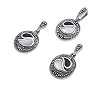Sterling Silver Marcasite Pendant and Earrings Set - Yin-Yang - Mother of Pearl and Black Onyx