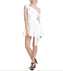 Full-Skirt One Shoulder   Dress With Ruffles