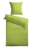 Kinzler Q-17213/27 Baumwoll Satin-Bettw&auml;sche uni 80 x 80 cm + 135 x 200 cm, gr&uuml;n