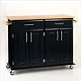 Dolly Madison Kitchen Island Cart - Black/ Natural