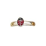 Ladybug Toe Ring Red with Black Enamel and Sterling Silver