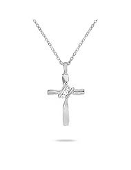 3 Stone Diamond Cross Pendant in 10K White Gold