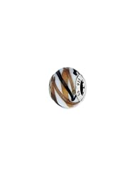 Sterling Silver White/Brown/Black Italian Murano Charm