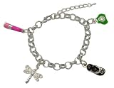 Lovely silver plated charm bracelet by GlitZ JewelZ © - 4 cute hand painted enamel charms - fits lovely on any wrist - perfect for a gift - packed in a cute velvet pouchette - Fits 7 to 8.5 inches with 1.5 inches extensions Lovely silver plated charm bracelet by GlitZ JewelZ © - 4 cute hand painted enamel charms - fits lovely on any wrist - perfect for a gift - packed in a cute velvet pouchette - Fits 7 to 8.5 inches with 1.5 inches extensions