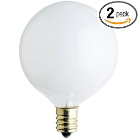 Westinghouse 04019 60-Watt, G 16-1 2 Ceiling Fan Bulb, Candelabra Base, White 2 Pack by Westinghouse