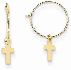 Madi K 14K Yellow Gold Endless Hoop with Small Cross Earrings (18mm Length)