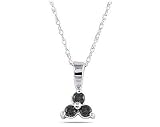 Three Stone Black Diamond Pendant in 14K White Gold