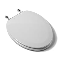 Comfort Seats C1B4E2-00CH Deluxe Molded Wood Toilet Seat with Chrome Hinges, Elongated, White