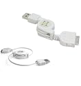 2.0 USB Retractable Data Sync Cable For iPhone and iPod (White)